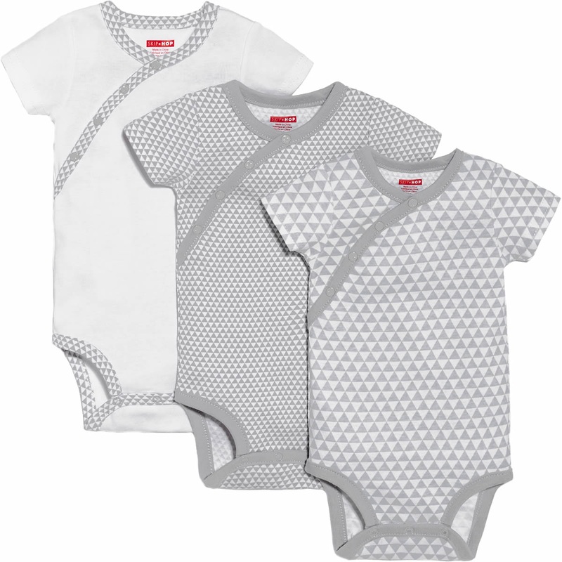 Skip Hop Petite Triangles 3-Pack Short Sleeve Bodysuits – Grey (6 Months)