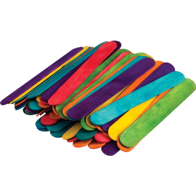 STEM Basics: Multicolor Jumbo Craft Sticks – 200 Count