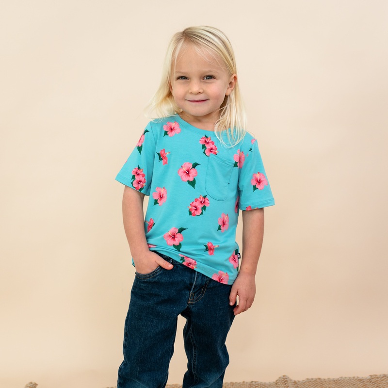Toddler Crew Neck Tee in Hibiscus
