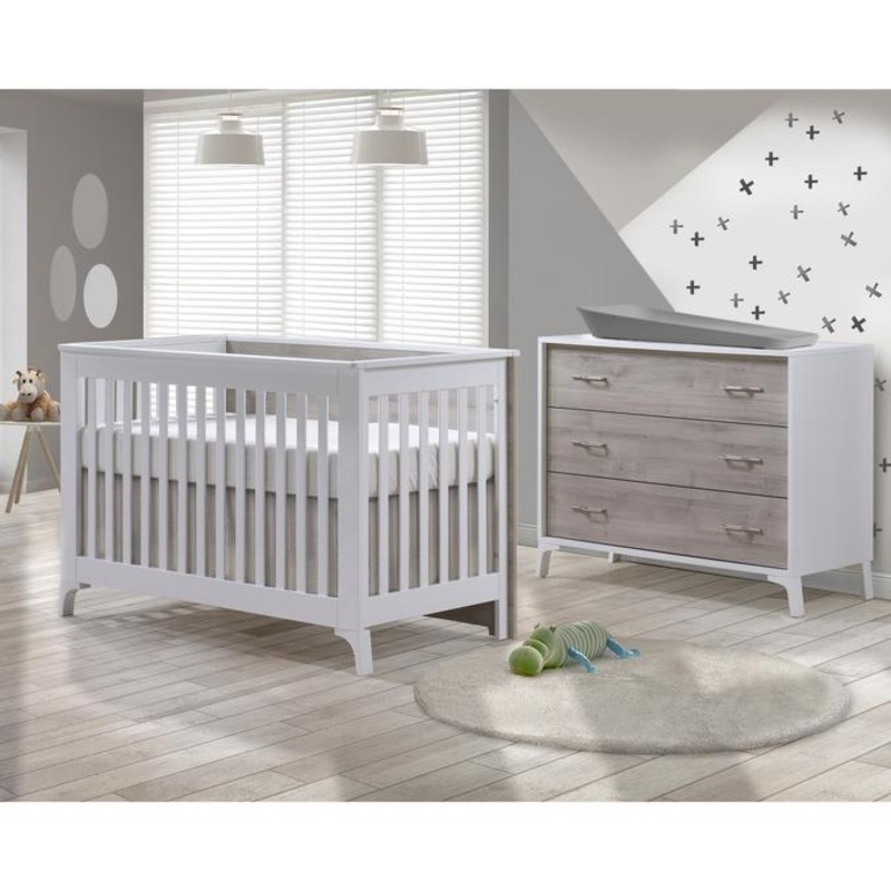 Tulip Juvenile Metro Crib & Dresser Set – White/Sand