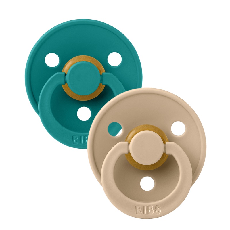 BIBS Color Pacifier 2-Pack Latex – Size 1  Taupe/Scuba