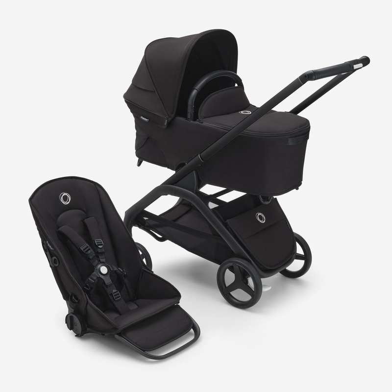 Bugaboo Dragonfly Bassinet Seat & Stroller  – Black Chassis/Black Fabric/Black Canopy