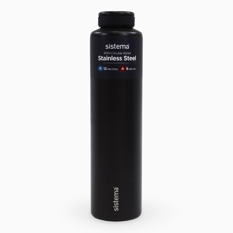 Sistema Insulated Bottle  Stainlees Steel Black 600ml
