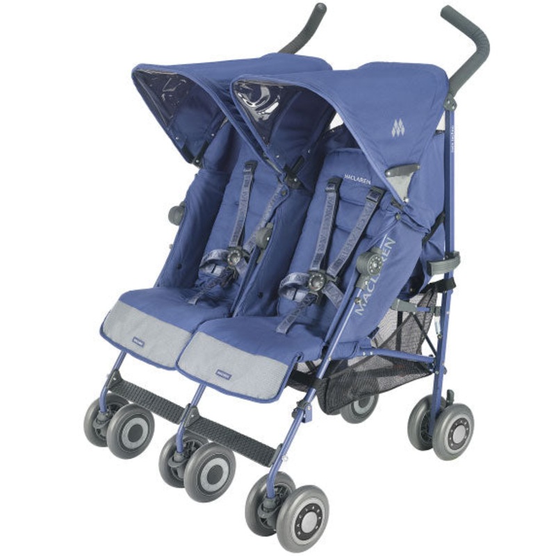 Maclaren Twin Techno Double Stroller 2011 Crown Blue on Crown Blue Frame