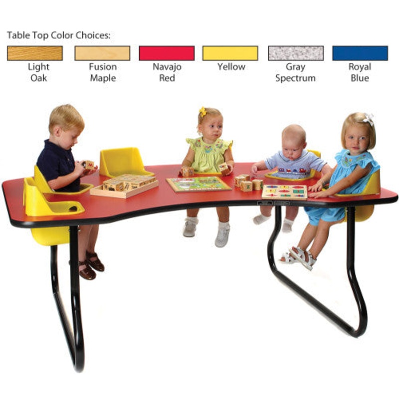 6-Seat Toddler Table, Yellow Table Top with Red Seats