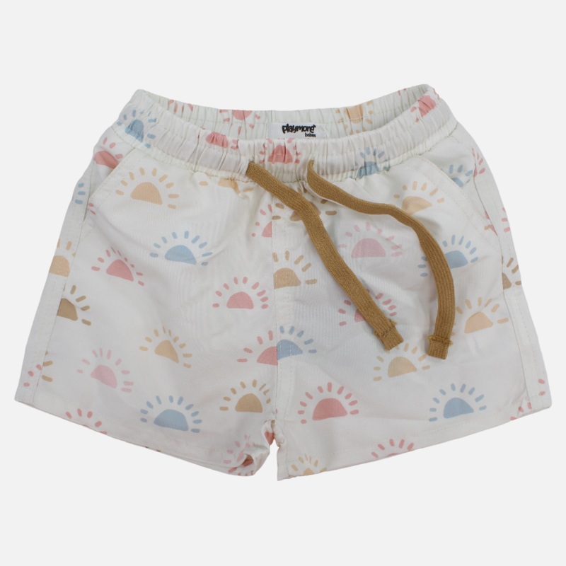 Baby Boys Swimsuit  Off-White with Colorful Suns Print