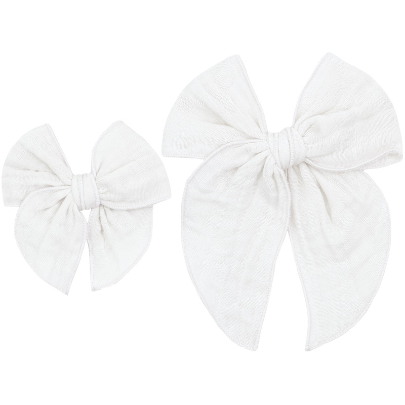 Cloud Muslin Heirloom Bow – White Clip