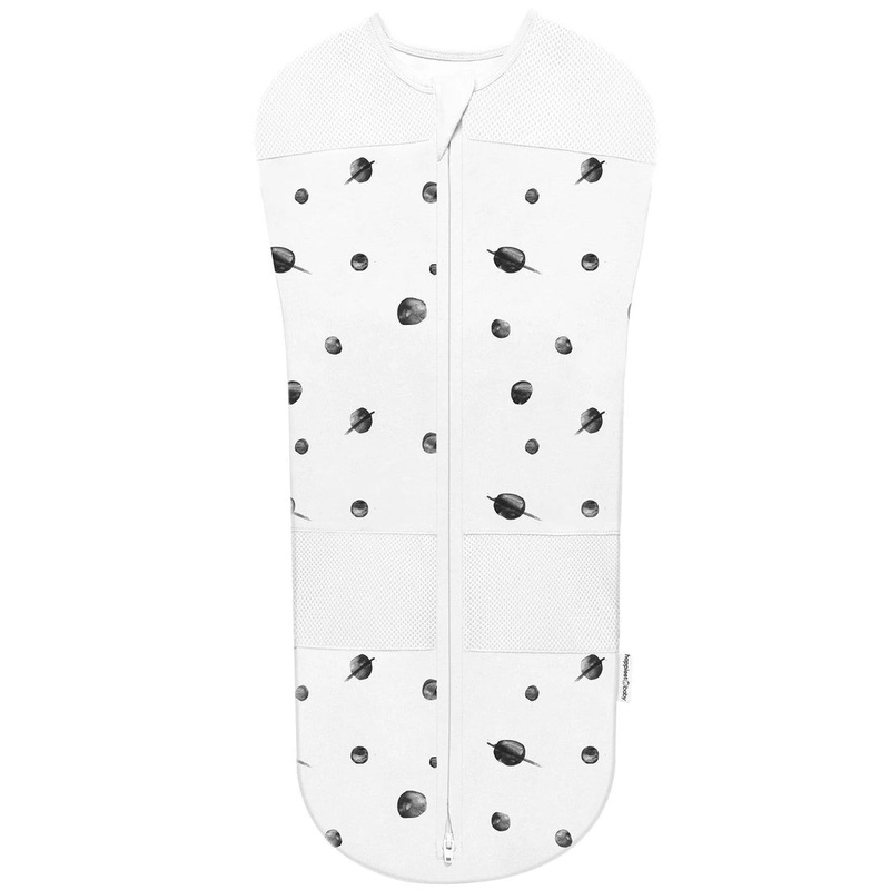 Happiest Baby Sleepea Swaddle – White with Black Planets (Small, 5-12 lbs)