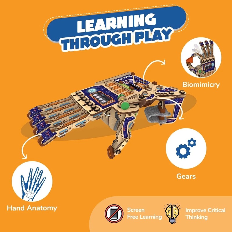 Robotic Mechanical Hand | Build-It-Yourself STEAM Toy | FREE Custom Stickers | 8-14 Years