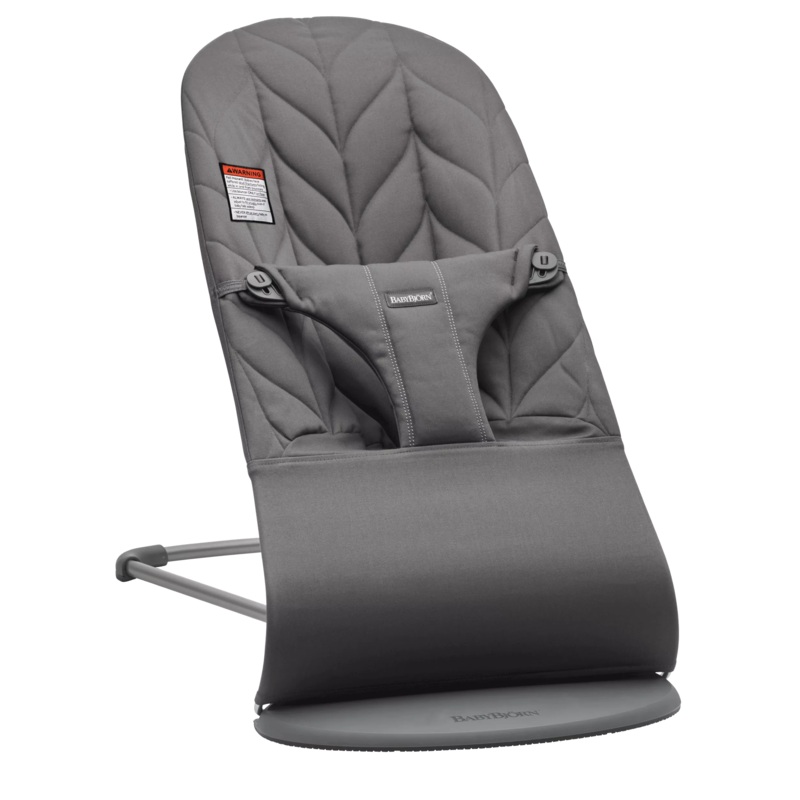 BabyBjorn Bouncer Bliss, Dark Gray Frame, Anthracite Cotton Petal Quilt