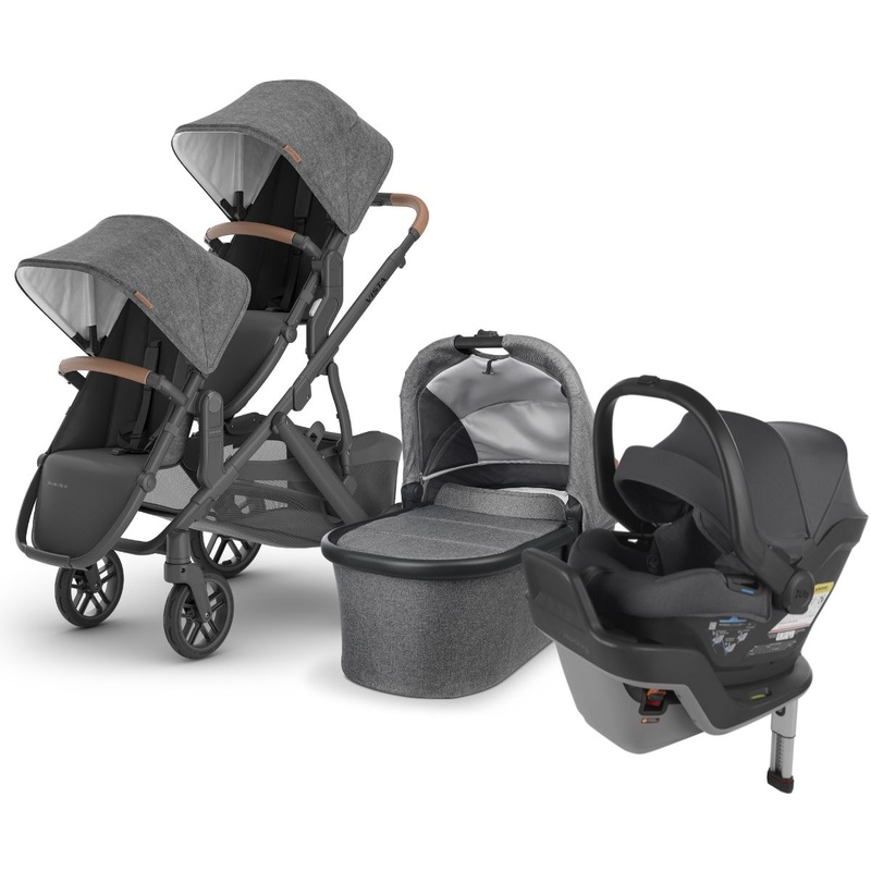UPPAbaby VISTA V2 Double Stroller + MESA MAX Travel System Bundle with Rumble Seat V2+ – Greyson