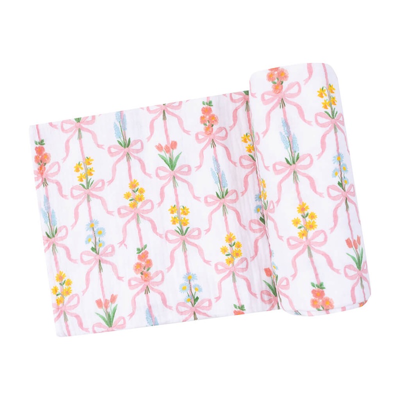 ADR Muslin Swaddle Blanket Ribbon Bouquets