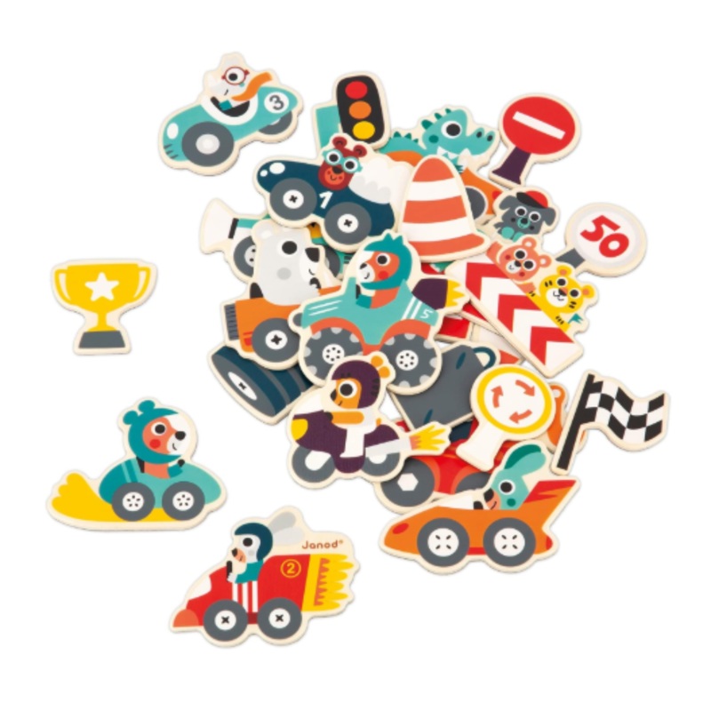 Janod 24 Piece Wooden Magnet Set, City
