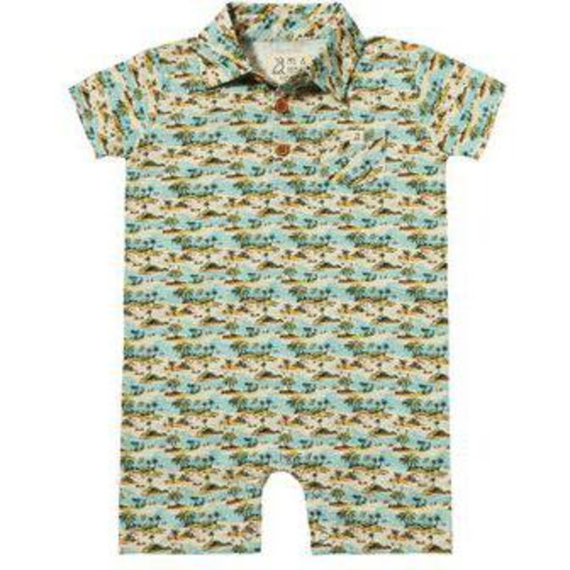 Me & Henry Molokai Printed Romper | Blue Islands