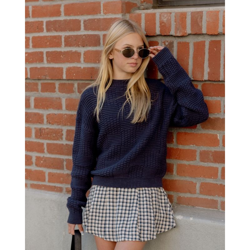 Rylee + Cru Pleated Skirt | Navy Check – Teen