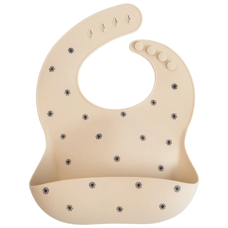 Silicone Bib – Black Daisy