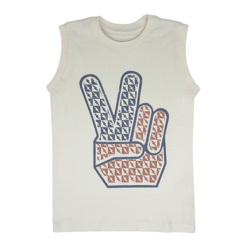 Tiny Whales Rad, White & Blue Muscle Tee