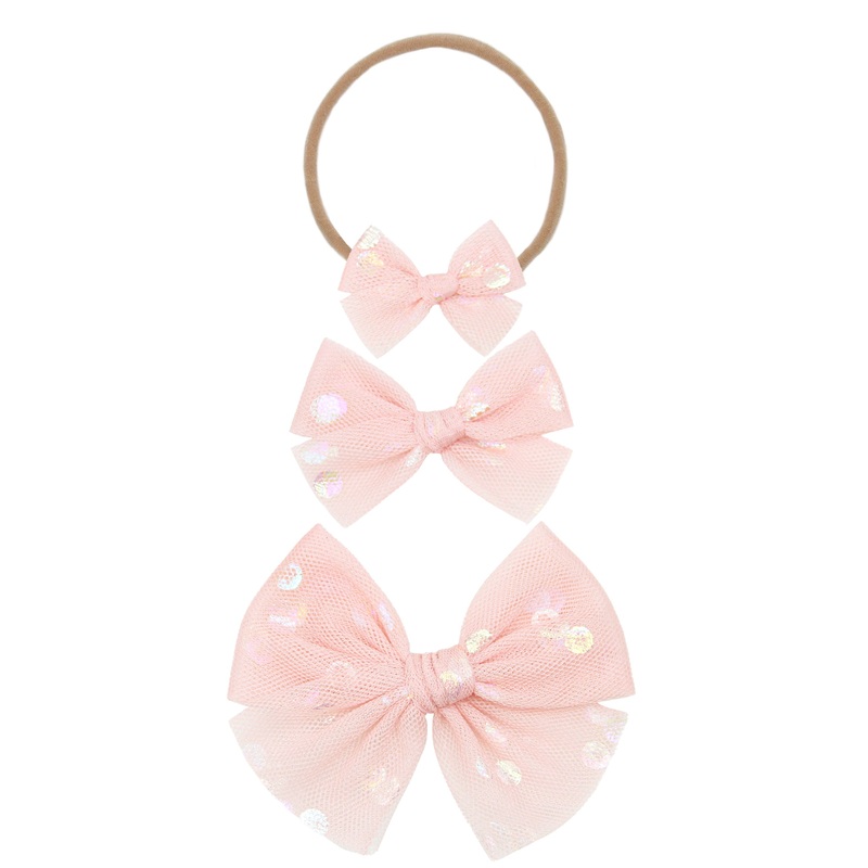Tulle Bow – Blush Shimmer Dot Headband