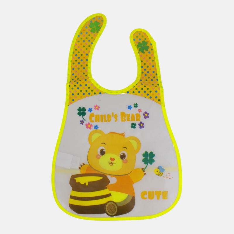 Baby Bib  Yellow with Honey Eating Bear Design