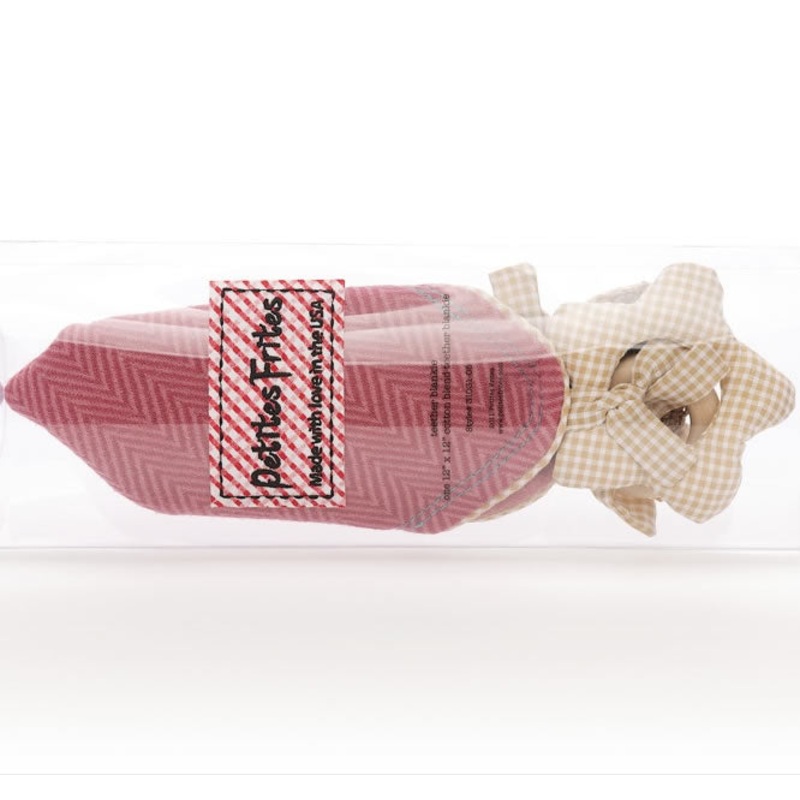 Petites Frites Teether Blankie – Dusty Rose