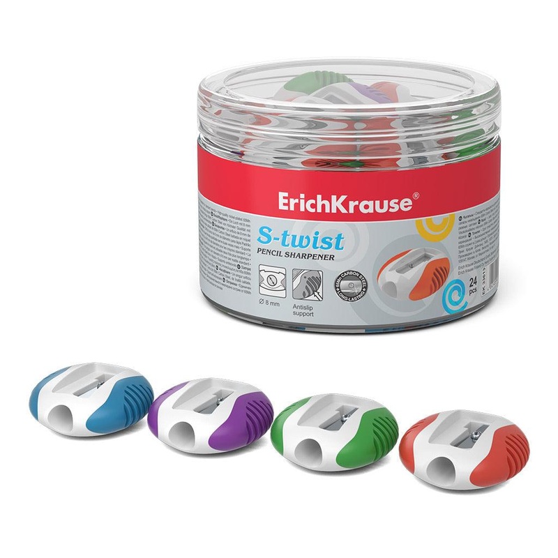 Plastic sharpener ErichKrause S-twist, color: assorted