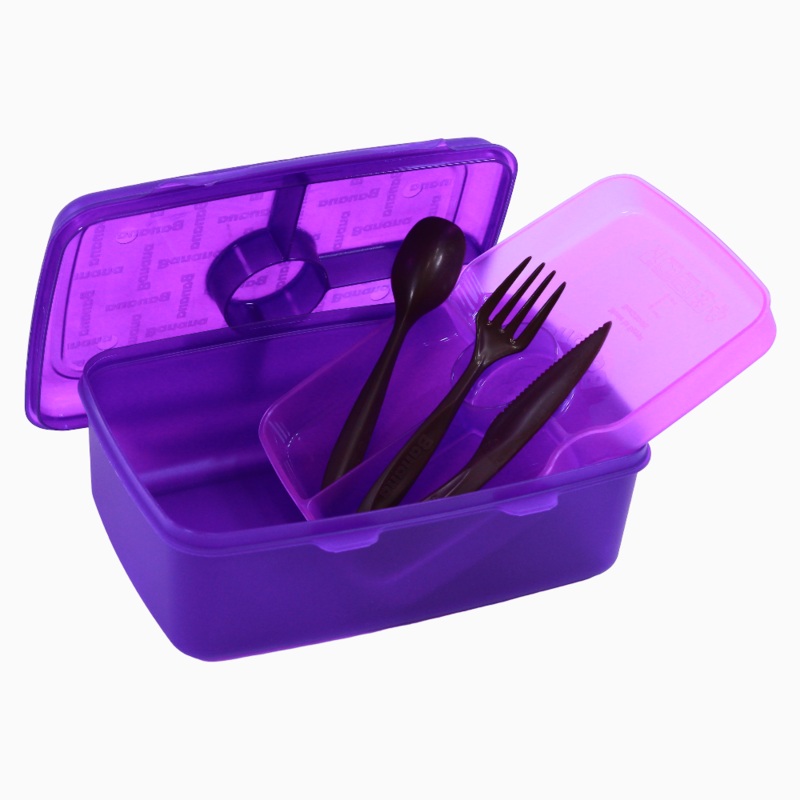 Purple Transparent Plastic Lunch Box  2L