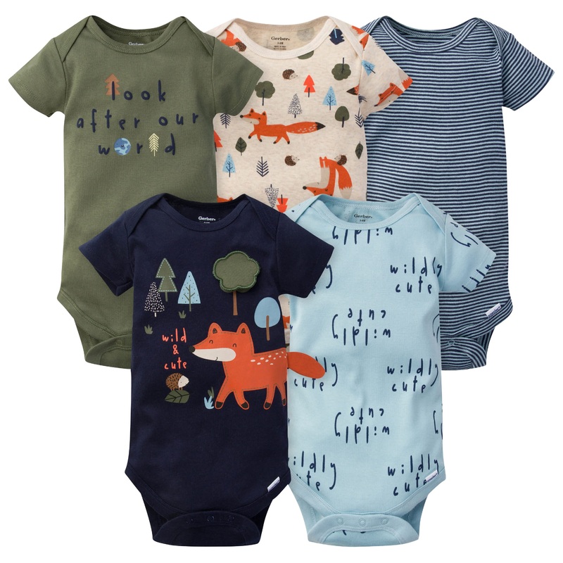 5-Pack Baby Boys Fox Short Sleeve Onesies Bodysuits