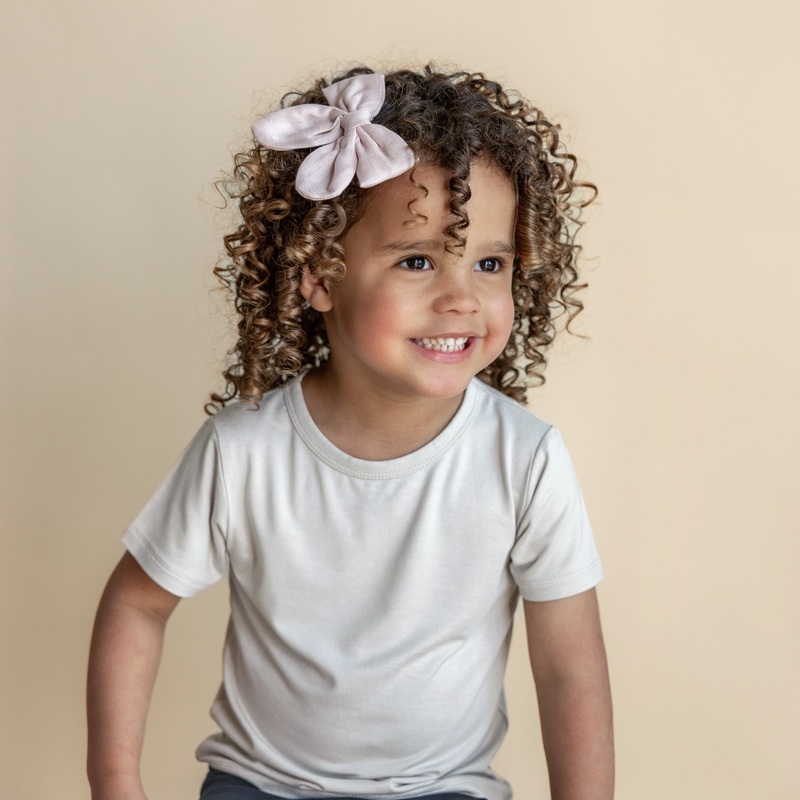 Bamboo Muslin Alligator Clip Bow in Blush