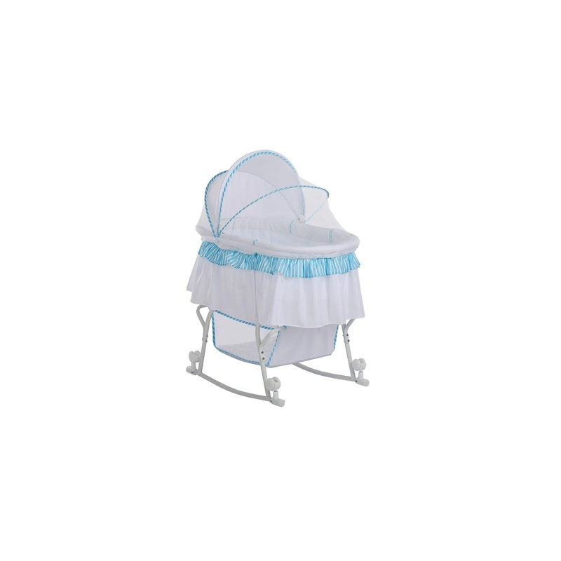 Lacy Portable 2-in-1 Bassinet & Cradle in Blue and White