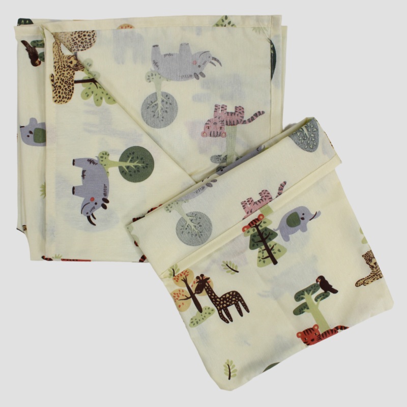 Wild Animals 2-Piece Cotton Baby Bed Sheet Set