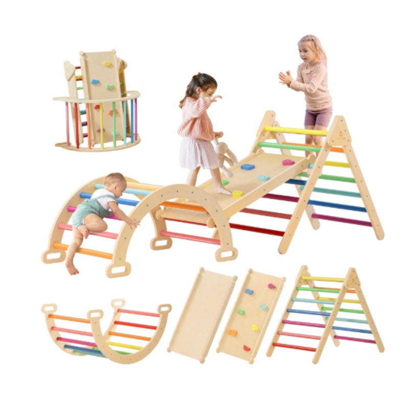 Tiny Land 5-in-1 Montessori Climbing Set, Rainbow