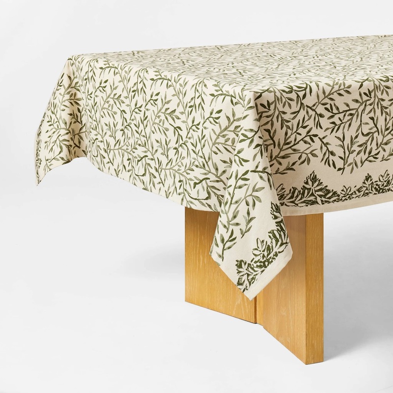 84″x60″ Green Leaf Tablecloth – Threshold designed with Studio McGee