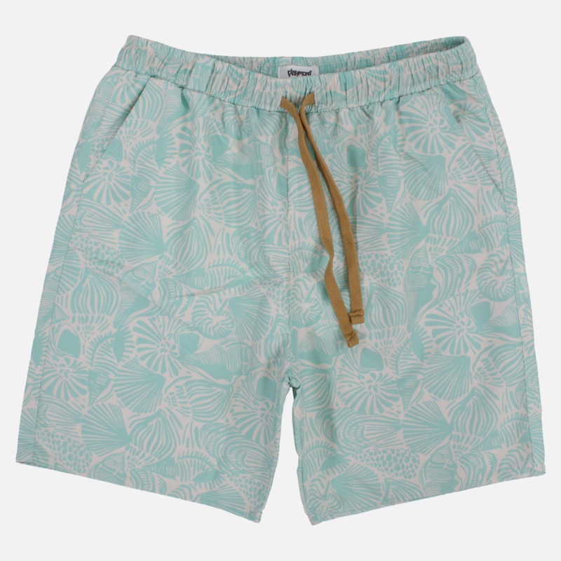 Boys Swimsuit  Aqua with Leaves Print