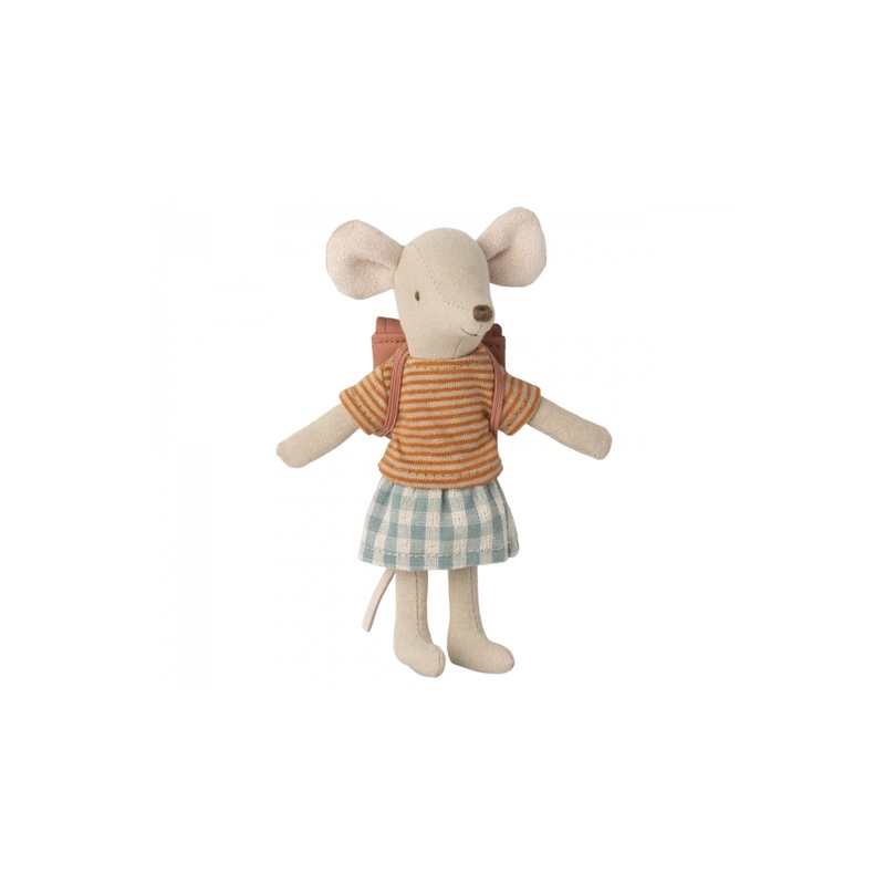 Maileg Tricycle Mouse With Bag, Big Sister – Old Rose