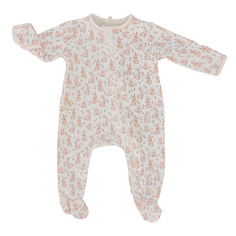 Zip Footie Bunny Patch Pink