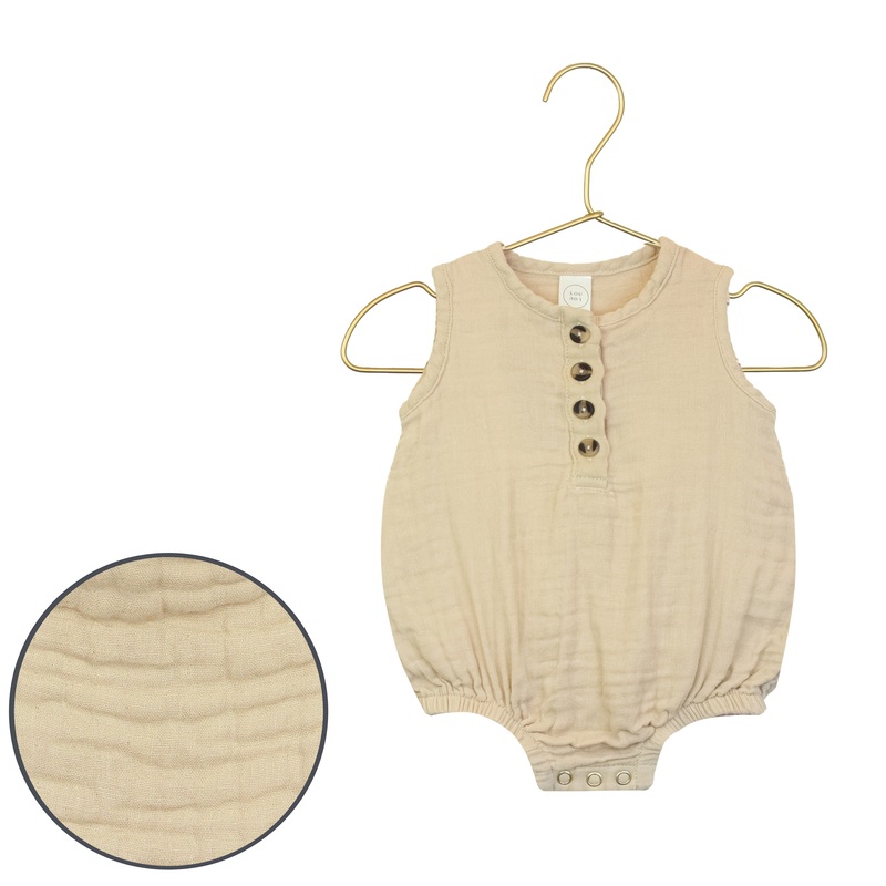 Cloud Muslin Bubble Romper – Tan
