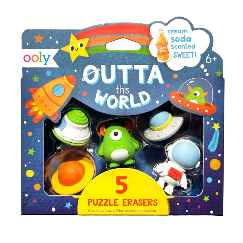 Ooly Outta This World Scented Puzzle Erasers – Set of 5