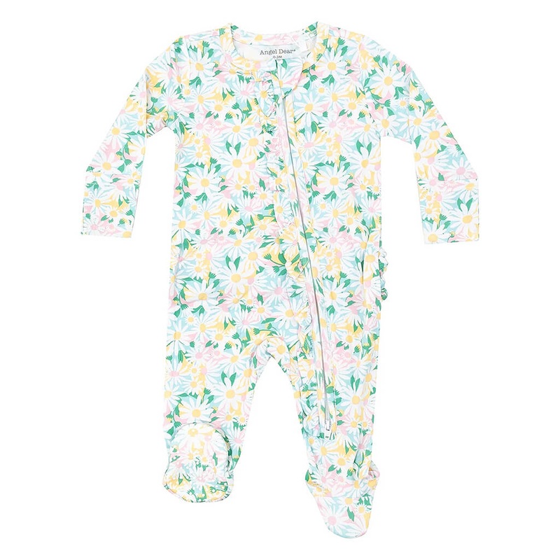 Ruffle Footie Color Fill Daisies