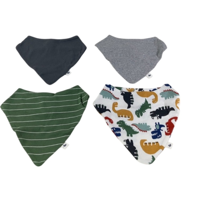 Small Story Bandana Bibs, 4 Pack, Dinos Multi