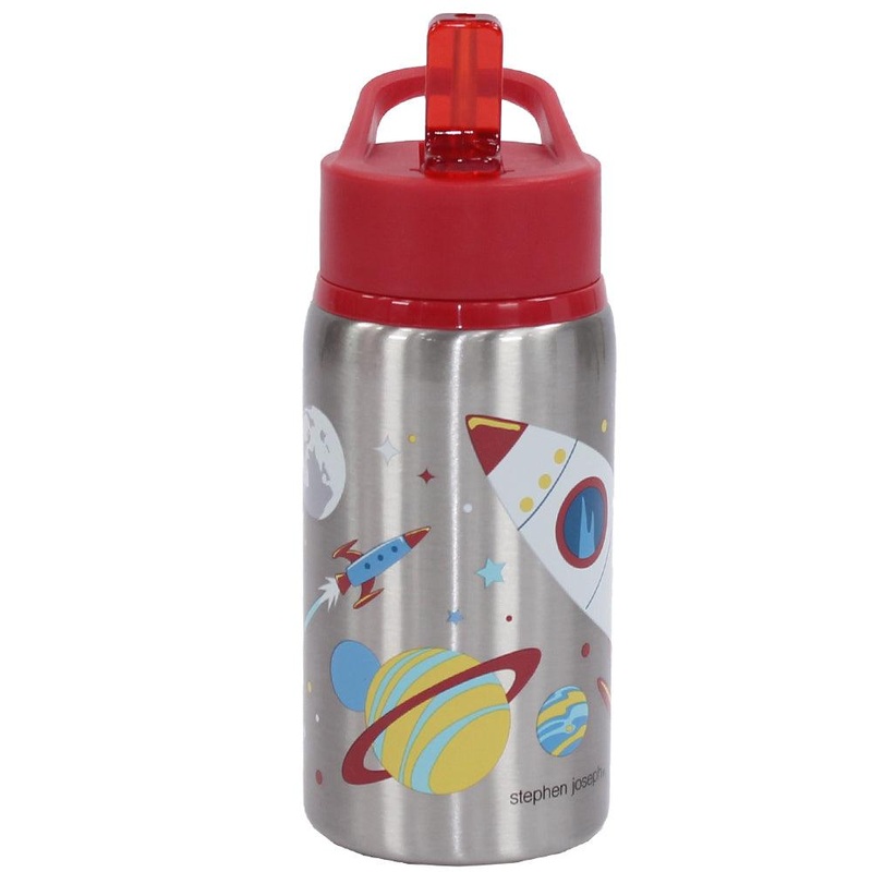 Stephen Joseph Stainless Steel Flip Top Bottle (Space)
