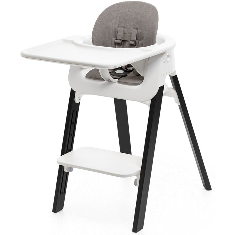 Stokke Steps Complete High Chair with Cushion – White/Oak Black/Greige