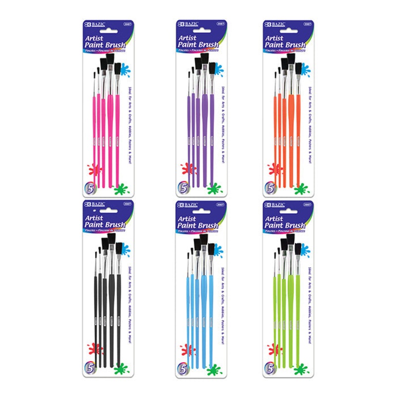 BAZIC Asst. Size Kid’s Paint Brush Set (5/Pack)
