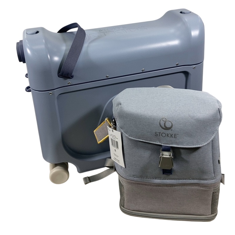 Stokke JetKids BedBox + Crew Backpack Travel Bundle, Arctic Blue