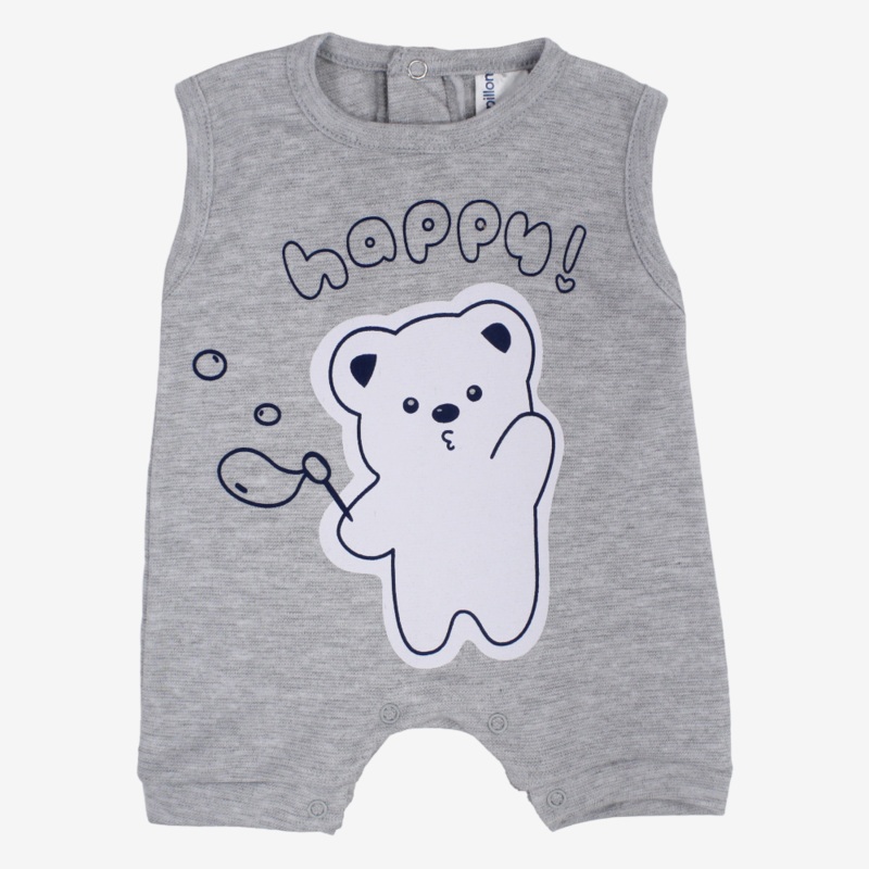 Baby Boys Cotton Romper  Happy Bear Print