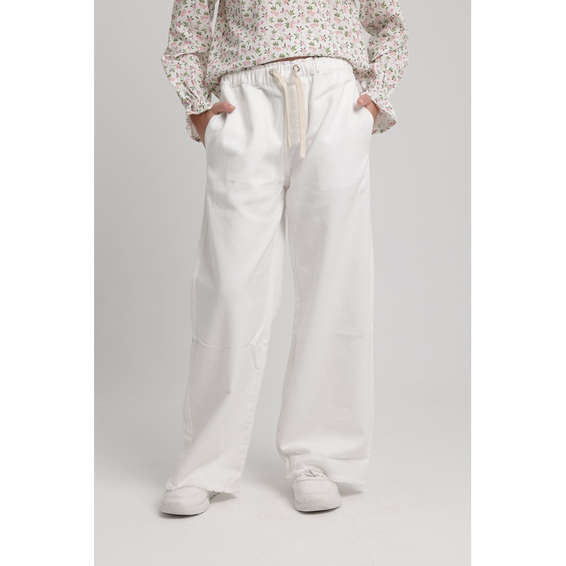 Girls Gabardine Pants Off White