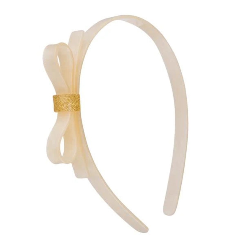 Lilies & Roses Thin Bow Pearl White Headband