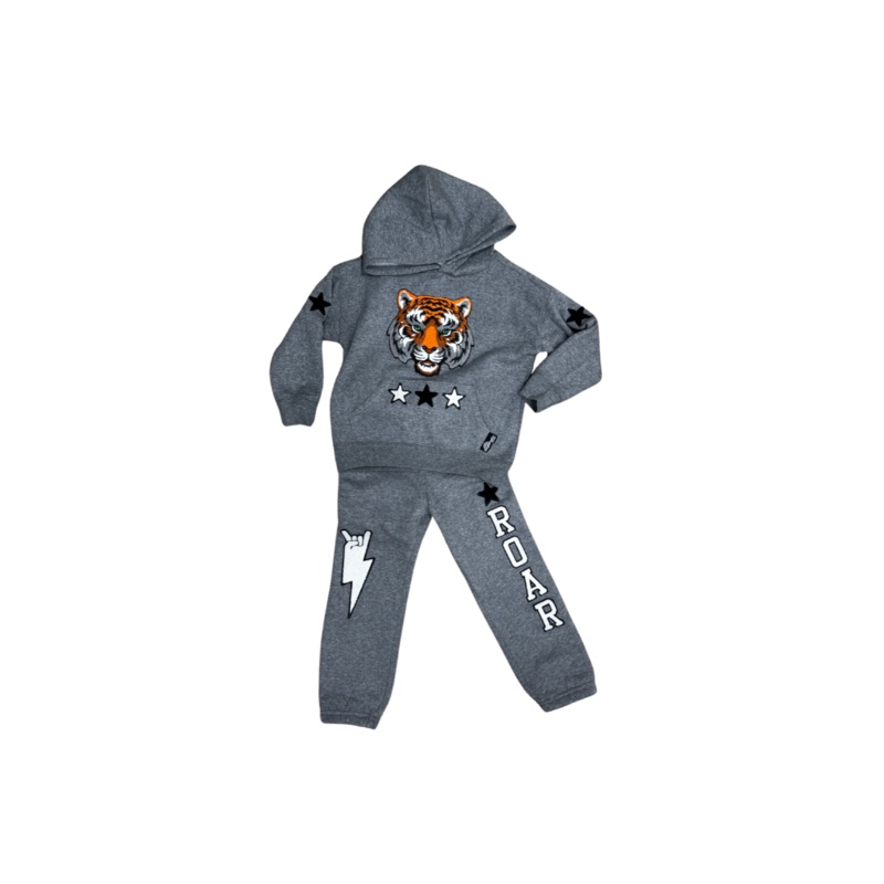 Patched Sweat Set – Grey