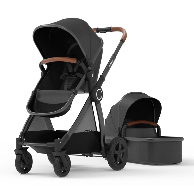 Ultimate 2 Full Size Stroller with Bassinet – Black Fabric Black Frame