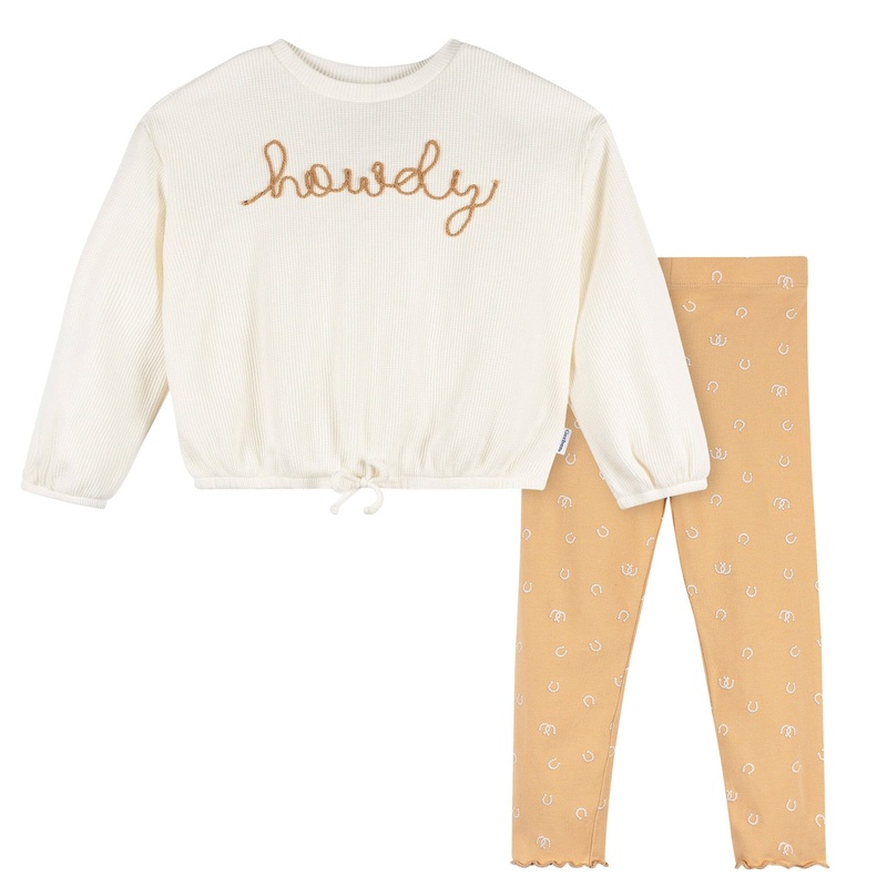 2-Piece Toddler Girls Horseshoes Top and Legging Set