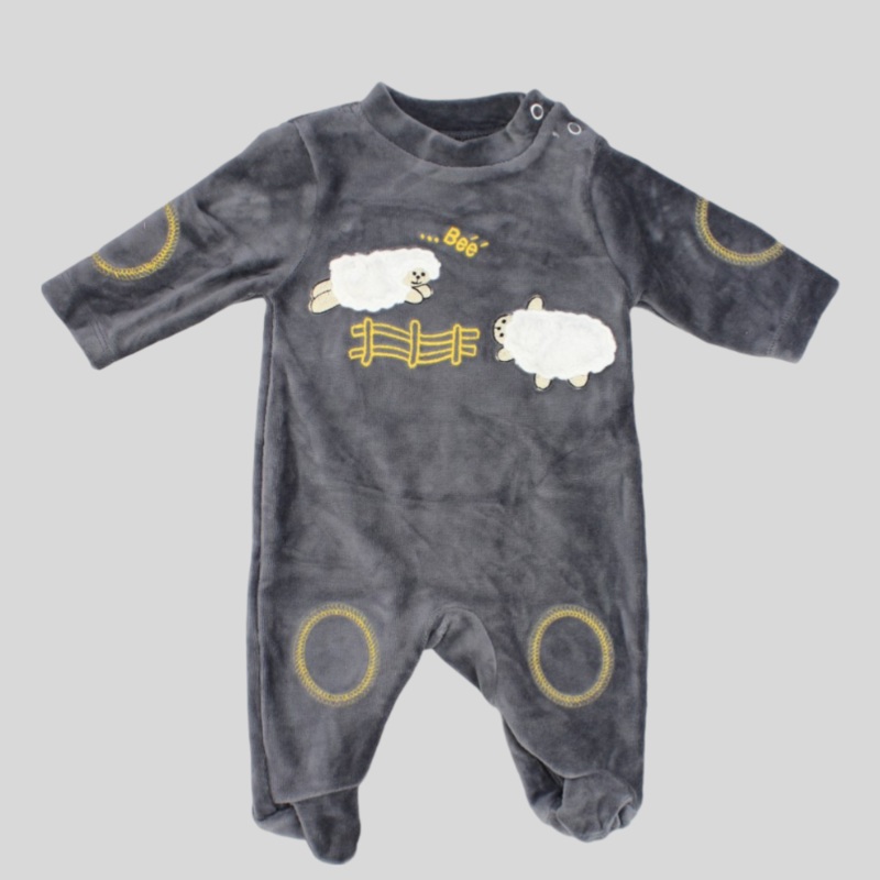 Sheepy Grey Long-Sleeved Baby Footie